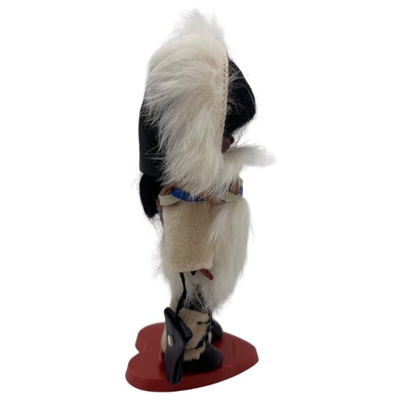 Vintage Carlson Inuit Eskimo Doll With Fur Parka On Heart Stand Sleepy Eye - Picture 3 of 8